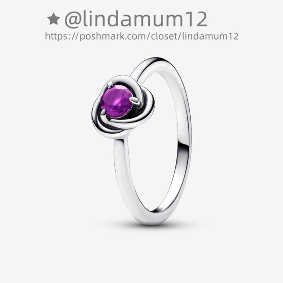 Pandora February Purple Eternity Circle Ring - Picture 2 of 4